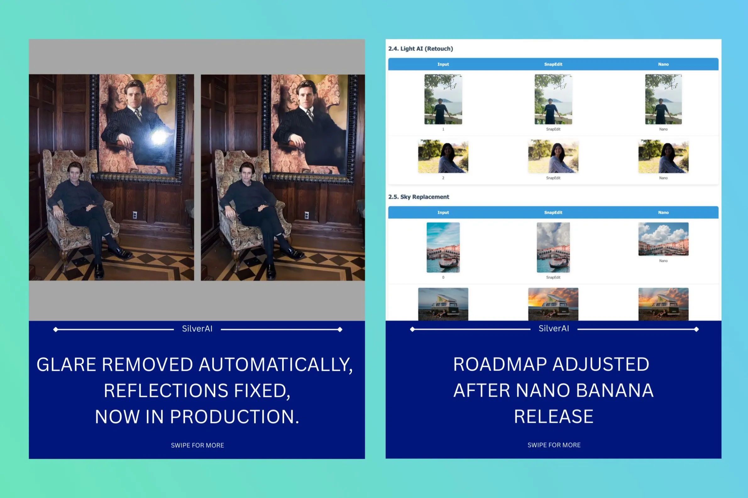 SilverAI glare removal and Nano Banana impact